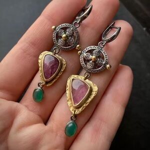 Vintage Gold and Silver Dangle Earrings